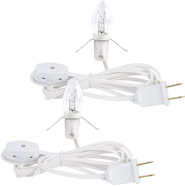 Main image of 2 Pack Accessory Cord with Clear Bulb, 6 FT UL Listed Replacement Lamp Cord with ON/Off Switch, Perfect for Christmas Village House, Craft Projects, Halloween Holiday Decoration