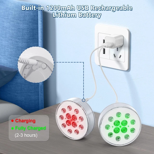 Alt view image 2 of 6 - Pool Lights, Upgraded Rechargeable Submersible LED Lights with Remote IP68 Waterproof 16 Colors Hot Tub Underwater Pool Lights for Above Ground Inground Pool, Bath, Party, Vase 2 Pack