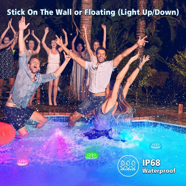 Alt view image 5 of 6 - Pool Lights, Upgraded Rechargeable Submersible LED Lights with Remote IP68 Waterproof 16 Colors Hot Tub Underwater Pool Lights for Above Ground Inground Pool, Bath, Party, Vase 2 Pack
