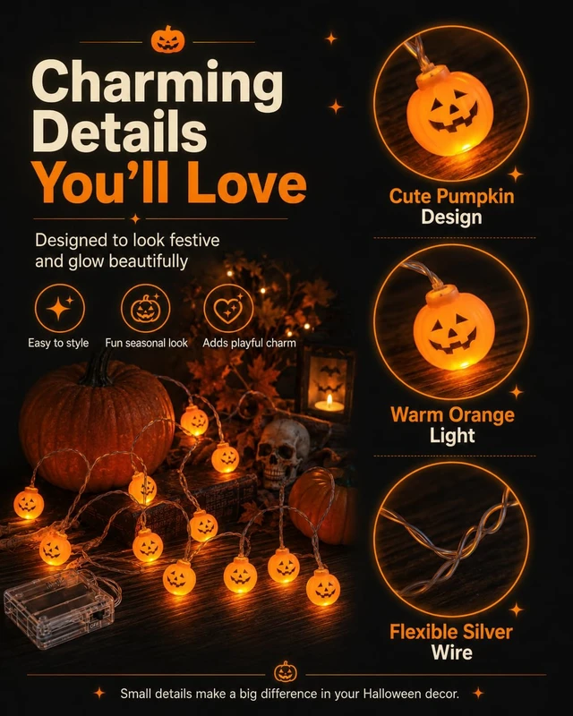 Alt view image 7 of 7 - 2 Pack Halloween Lights Indoor Pumpkin Decorations Decor Twinkling Pumpkins Light up Twinkle String Lamp Lantern Battery Operated Night Plastic olantern Pool Skull Pumkin