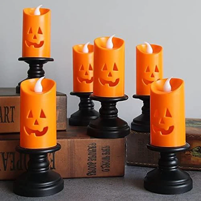 Main image of 6PCS Pumpkin Candle Light, Orange Flameless Candle Lights LED Lamps Festival Decor Light for Halloween Party Table Centerpieces