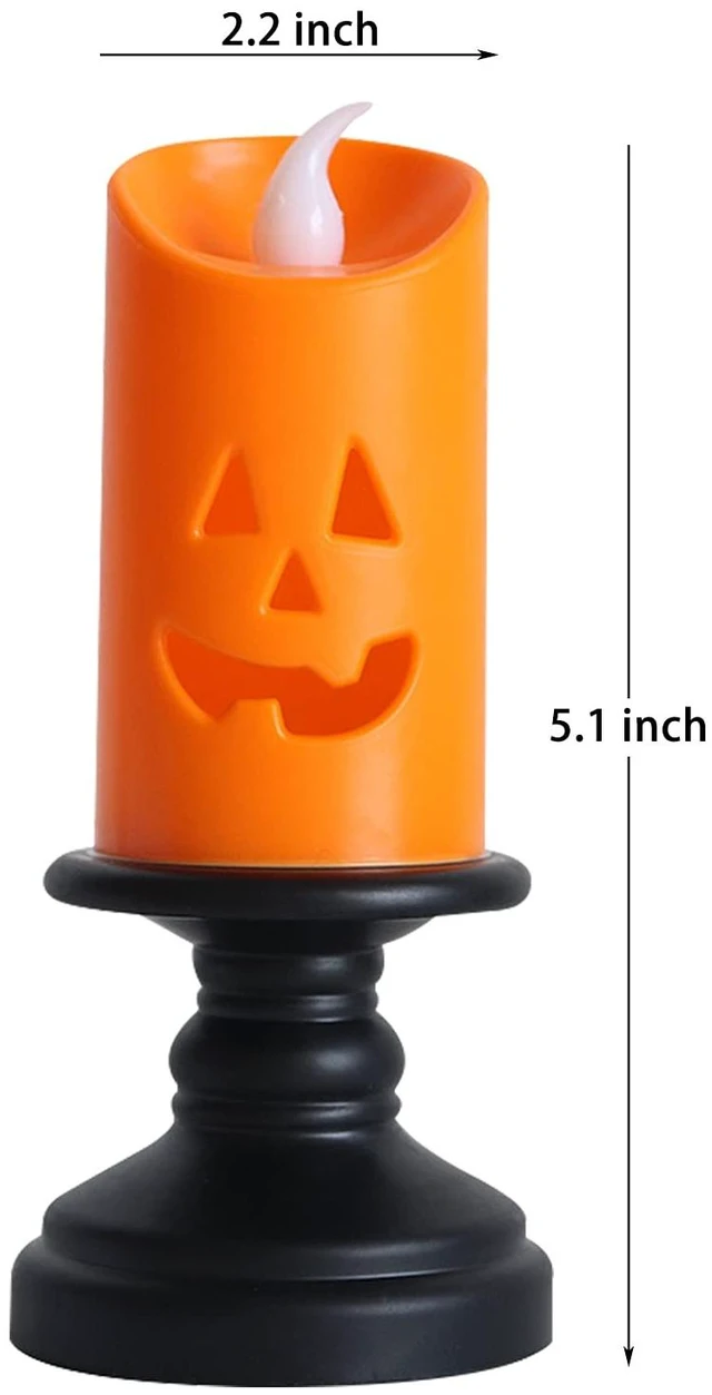 Alt view image 3 of 7 - 6PCS Pumpkin Candle Light, Orange Flameless Candle Lights LED Lamps Festival Decor Light for Halloween Party Table Centerpieces