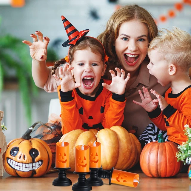 Alt view image 5 of 7 - 6PCS Pumpkin Candle Light, Orange Flameless Candle Lights LED Lamps Festival Decor Light for Halloween Party Table Centerpieces