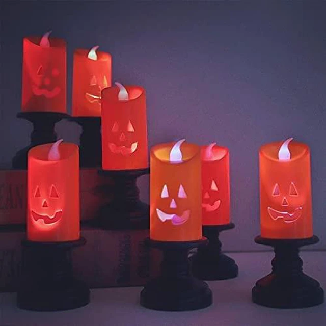 Alt view image 7 of 7 - 6PCS Pumpkin Candle Light, Orange Flameless Candle Lights LED Lamps Festival Decor Light for Halloween Party Table Centerpieces