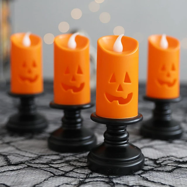 Alt view image 6 of 7 - 6PCS Pumpkin Candle Light, Orange Flameless Candle Lights LED Lamps Festival Decor Light for Halloween Party Table Centerpieces