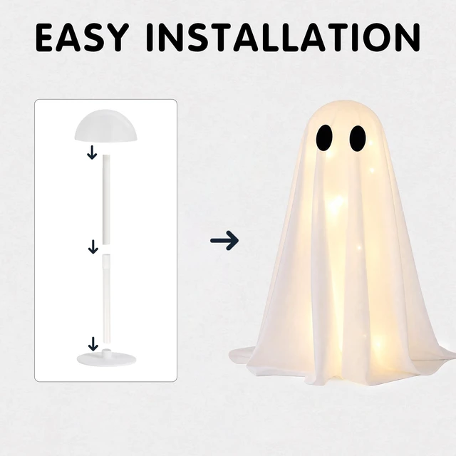 Alt view image 7 of 7 - Halloween Decorations -2 Packs Spooky Light Up Ghosts with Lights | Scary Ghost for Halloween Decor Indoor Party Home Table Room Kitchen and Fireplace Decor