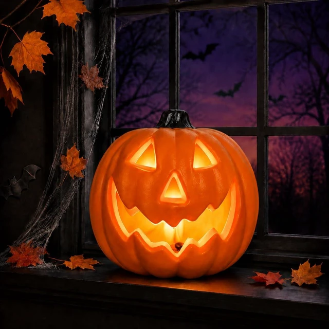 Main image of Halloween LED Jack-O-Lantern Lights, Pumpkin Decor Battery Operated Table Ornaments for Home Party Decor (1 Pack)