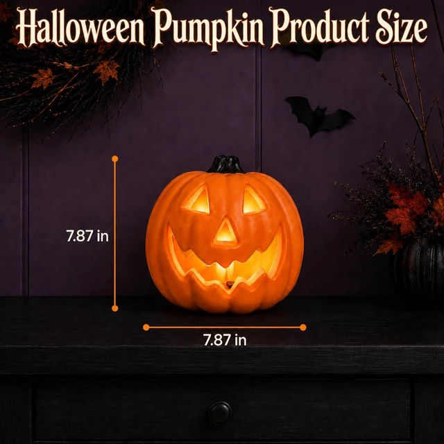 Alt view image 3 of 7 - Halloween LED Jack-O-Lantern Lights, Pumpkin Decor Battery Operated Table Ornaments for Home Party Decor (1 Pack)