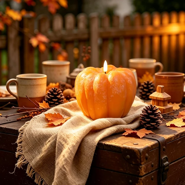 Alt view image 5 of 7 - Fall Decor- 300 Hours Rechargeable Flickering Flameless Wax Pumpkin Candles | Halloween Decoration LED Autumn Decor for Thanksgiving, Farmhouse, Remote, Timer, Mantel Table Indoor-D5.5 x H4.5