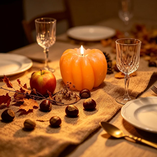 Alt view image 6 of 7 - Fall Decor- 300 Hours Rechargeable Flickering Flameless Wax Pumpkin Candles | Halloween Decoration LED Autumn Decor for Thanksgiving, Farmhouse, Remote, Timer, Mantel Table Indoor-D5.5 x H4.5