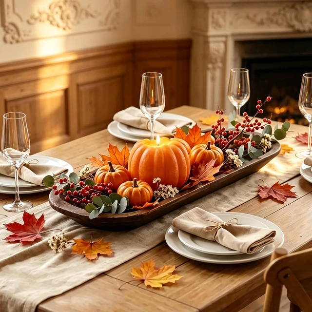 Alt view image 7 of 7 - Fall Decor- 300 Hours Rechargeable Flickering Flameless Wax Pumpkin Candles | Halloween Decoration LED Autumn Decor for Thanksgiving, Farmhouse, Remote, Timer, Mantel Table Indoor-D5.5 x H4.5
