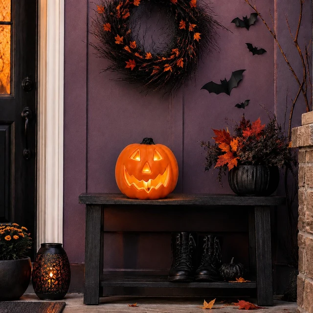 Alt view image 6 of 7 - Halloween LED Jack-O-Lantern Lights, Pumpkin Decor Battery Operated Table Ornaments for Home Party Decor (1 Pack)