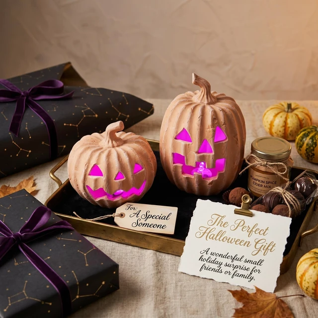 Alt view image 7 of 7 - Terracotta Jack-o-Lantern Pumpkins, LED Halloween Pumpkin Decor | 2Pcs Light Up Pumpkins Indoor Halloween Decorations, Clay Pumpkin Fall Decor with Timer, Farmhouse, Table Centerpiece