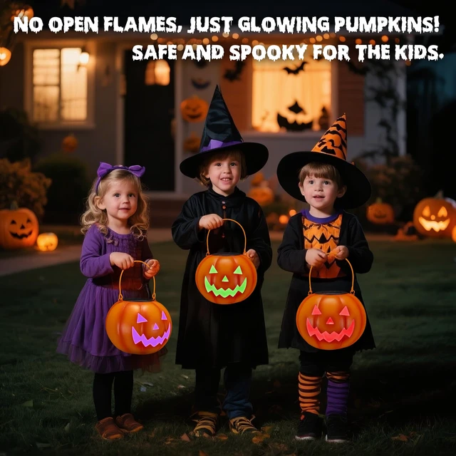 Alt view image 6 of 7 - Halloween Decorations Outdoor, Pumpkin Solar Lights for Outside Porch Decor | Color Changing LED, Spooky Pattern Projection, Portable Handle, IP44 Waterproof, Porch Patio Yard Decor, Halloween Gift