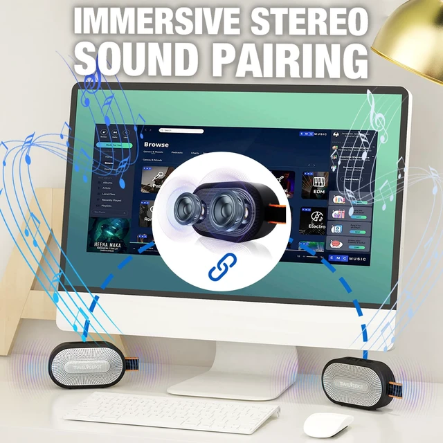 Alt view image 3 of 7 - Magnetic Bluetooth Speaker for Golf Cart, Portable Waterproof | Wireless Speaker, Loud Stereo Sound, 18H Battery, IP66 Outdoor Speaker with TWS, Bluetooth 5.3 for Travel, Beach, Hiking