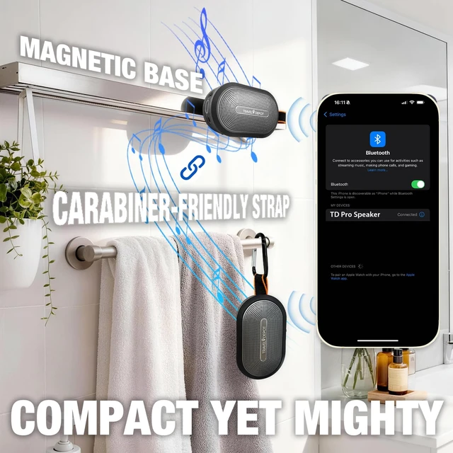 Alt view image 4 of 7 - Magnetic Bluetooth Speaker for Golf Cart, Portable Waterproof | Wireless Speaker, Loud Stereo Sound, 18H Battery, IP66 Outdoor Speaker with TWS, Bluetooth 5.3 for Travel, Beach, Hiking