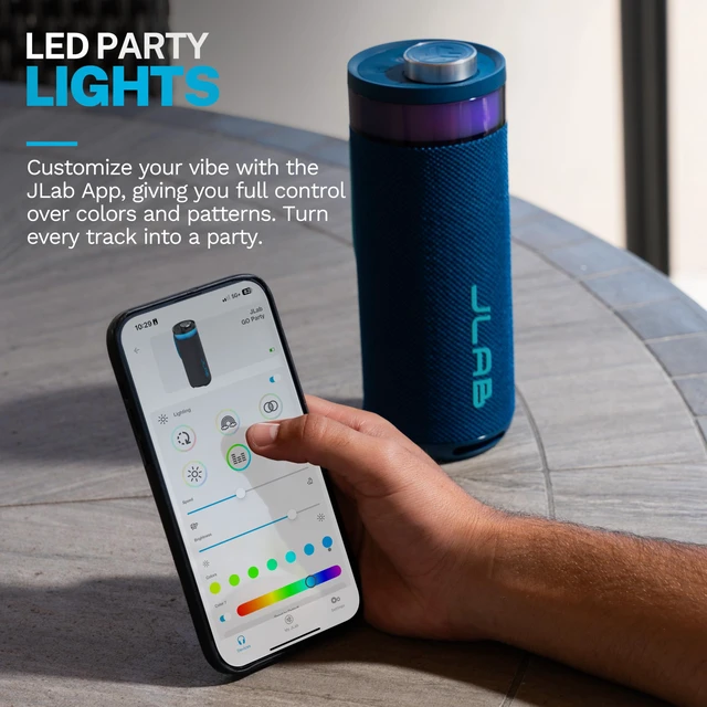 Alt view image 3 of 7 - Go Party, Portable Bluetooth Speaker, Waterproof RGB LED, Navy