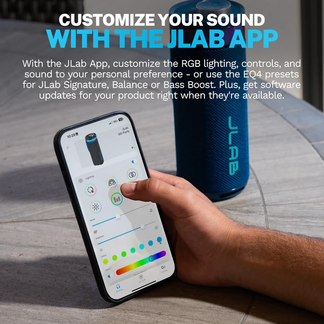 Alt view image 7 of 7 - Go Party, Portable Bluetooth Speaker, Waterproof RGB LED, Navy