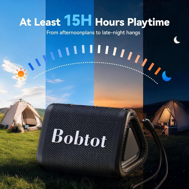 Alt view image 6 of 7 - Portable Bluetooth Speaker, IPX7 Waterproof Speaker with TWS, Black | Small waterproof speaker with clear sound, dual radiators, lanyard, drop-tested build for shower, pool, beach, camping, desk