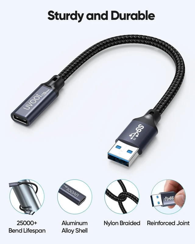 Alt view image 6 of 7 - USB C Female to USB A Male Adapter 10Gbps Data Transfer Cable 60W&3A | USB Male to USB C Female Adapter USB 3.2 Gen 2 Type C OTG Charging Compatible for Flash Disk, Laptop, PC, Charger, Quest Link