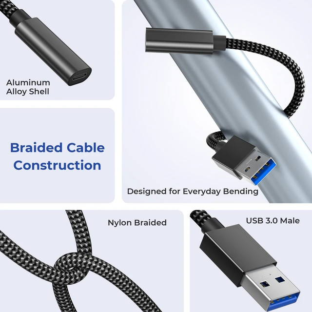 Alt view image 3 of 7 - USB 3.0 to USB C Adapter 0.75FT 2Pack,USBC Female to USB A Male | 5Gbps 3.1 Type C Charger Connector Cable for Apple iPhone Duo 18 17 Air 16 15 14 Pro Max,iPad Mini,Samsung Galaxy S26 S25 S24