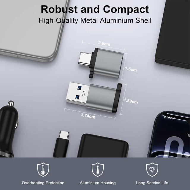 Alt view image 5 of 7 - USB to USB C Adapter 4-Pack,5Gbps USB 3.0 Type C OTG Charger Converter,Grey | USB C Male to USB A Female & USB A Male to USB C Female Adapter for iPhone 17/16,Samsung Galaxy S26 Ultra S25 Z Fold