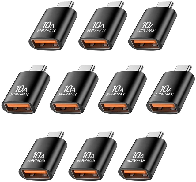 Main image of 10 Pack USB C to USB Adapter,10Gbps USB A Female to USB C Male Adapter | 120W Fast Charging,Up to10Gbps Data Transfer,for iPhone17 16 Pro Max,iPad 11 10,Google Pixel10 9,Samsung Galaxy S25