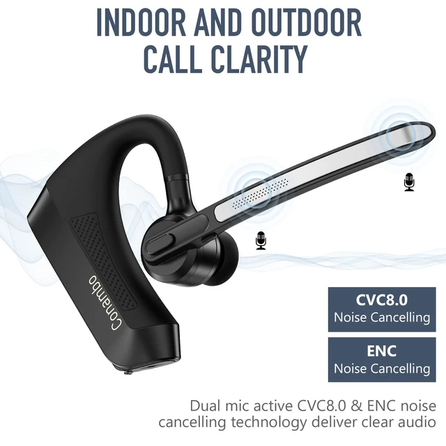 Alt view image 3 of 6 - K21 Bluetooth Headset V5.1, Bluetooth Earpiece with CVC 8.0 Dual Mic Noise Cancelling Wireless Headphone - Mute & Volume Buttons 16Hrs Talking for iOS Android Cell Phone, Trucker, Office Work
