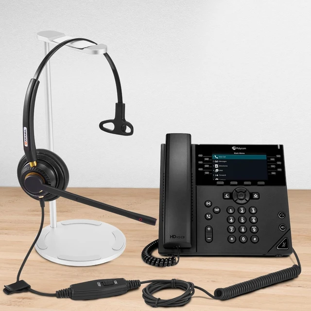 Alt view image 6 of 7 - Phone Headset for Office Phones for Polycom & Other IP Phones(A800S2) | Noise-canceling Mic, Metal Headband, Lightweight Design, Plug-and-play, Hands-Free, Call Center, Telemarketing, Office