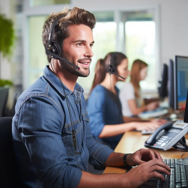 Alt view image 7 of 7 - Phone Headset for Office Phones for Polycom & Other IP Phones(A800S2) | Noise-canceling Mic, Metal Headband, Lightweight Design, Plug-and-play, Hands-Free, Call Center, Telemarketing, Office