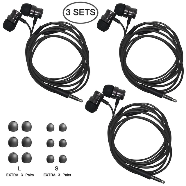 Alt view image 2 of 7 - 3 Packs Wired Earbuds with Microphone & Remote, in Ear Earphone Stereo Sound Noise Isolating Tangle Free for Smartphones, Laptops, Gaming, Fits All 3.5mm Interface Device