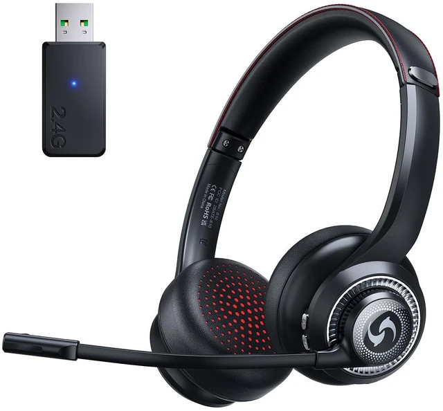 Main image of Wireless Headset with Mic for Work, Dual-Mode Headphones 50H Talk | ENC Noise-canceling Microphone, Bluetooth& 2.4GHz Dongle, Clear Calls & Mic Mute, for Laptop, PC, Phone, Office, Call Center