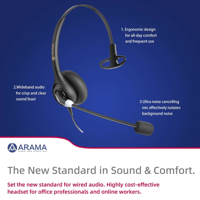 Alt view image 6 of 7 - Cordless Phone Headset for Landline Phone, 2.5mm Jack Telephone Headset with Noise-Cancelling Mic & Volume Control, Wired Headset Compatible with Panasonic AT&T Vtech Uniden