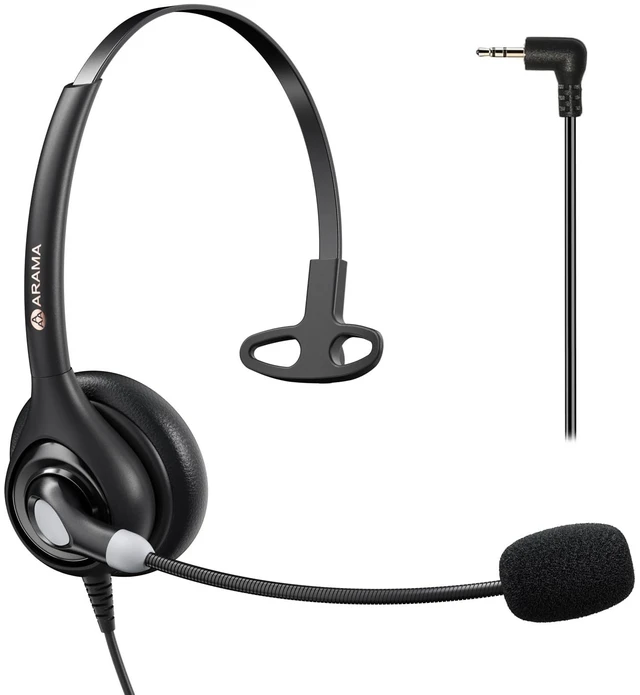 Main image of Cordless Phone Headset for Landline Phone, 2.5mm Jack Telephone Headset with Noise-Cancelling Mic & Volume Control, Wired Headset Compatible with Panasonic AT&T Vtech Uniden