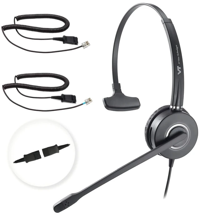 Main image of Telephone-Headset with Noise-Cancelling Microphone Call Center Quick Disconnect (QD) Headset with RJ09 Cables, compatible with Yealink, Grandstream, Polycom, Snom, Fanvil, and Mitel Phones (Mono)