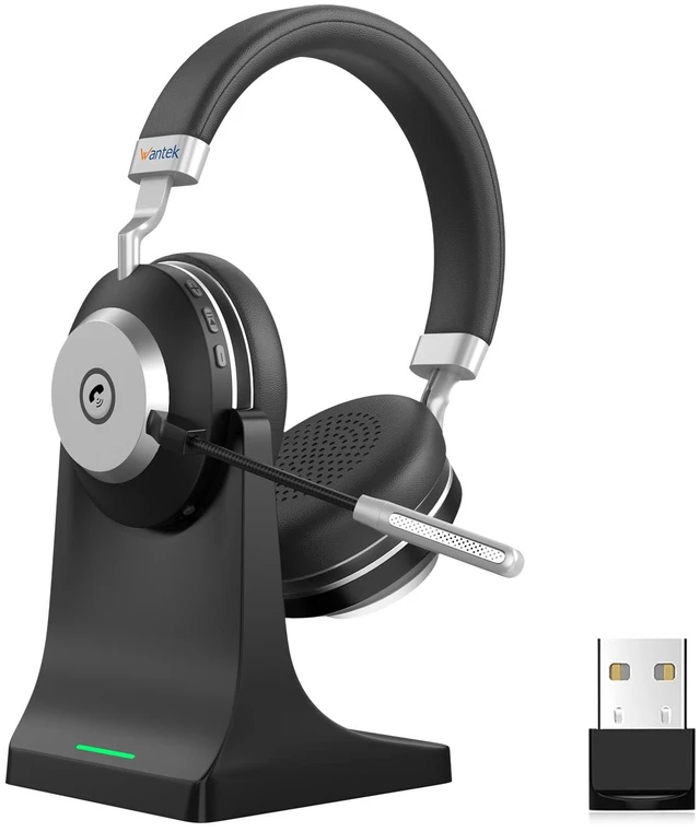 Main image of Wireless Headset with Mic for Work, Bluetooth Headset with Microphone (AI Noise Cancelling), 60 Hours Woktime Wireless Headphone for Work from Home/Call Center/Office/PC/Laptop/Computer/Zoom/Teams