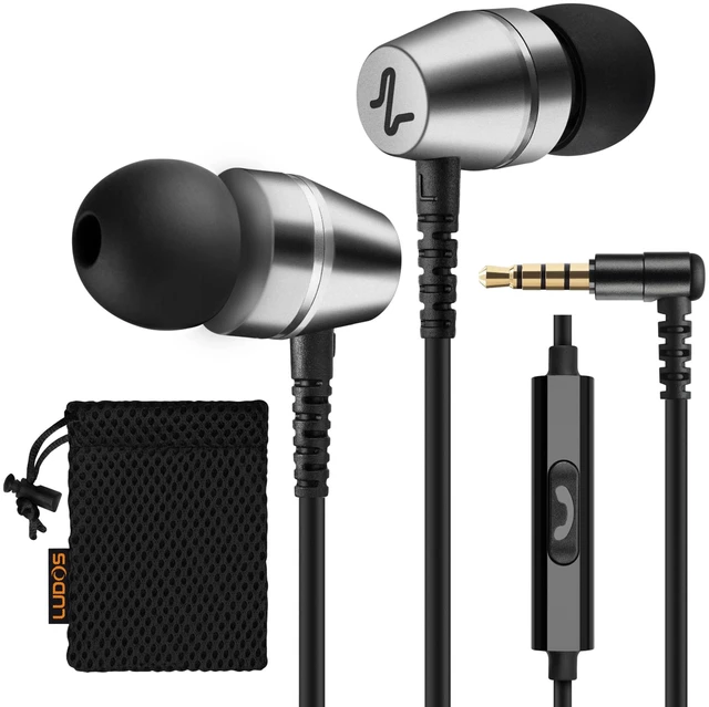 Main image of Wired Earbuds in-Ear Headphones, 5 Year Warranty, Earphones with Microphone, 3.5 mm Jack Corded Ear Buds, Videoconference for iPhone, Samsung, Laptop, Kids, School Students - Grey