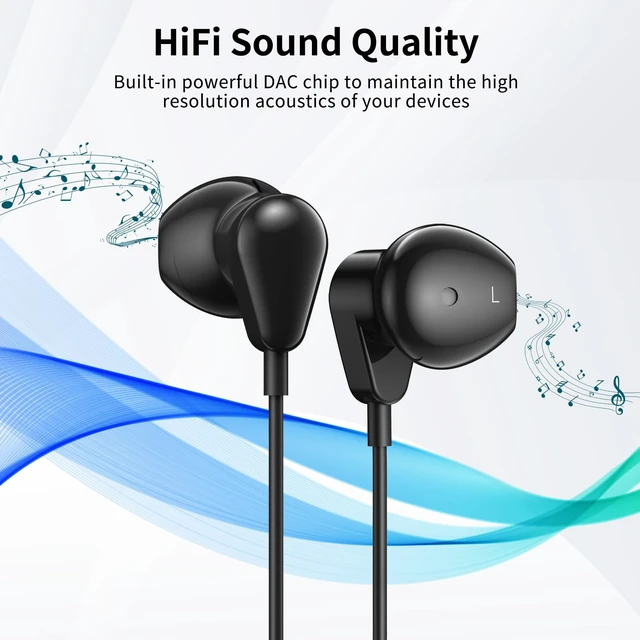 Alt view image 3 of 7 - 3.5mm Earbuds with Microphone Wired Headphones for Laptop PC, Black | Sport Headset for iPhone 6 6s Samsung A25 A15 S10 Laptop PC Chromebook Switch Airplanes Kindle Fire Kids School Students Gift