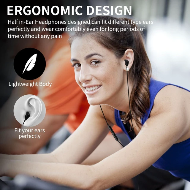 Alt view image 4 of 7 - 3.5mm Earbuds with Microphone Wired Headphones for Laptop PC, Black | Sport Headset for iPhone 6 6s Samsung A25 A15 S10 Laptop PC Chromebook Switch Airplanes Kindle Fire Kids School Students Gift