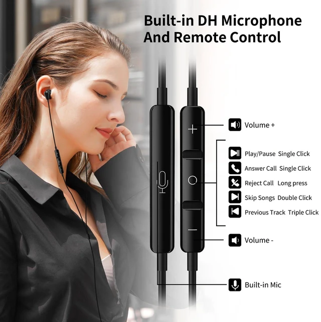 Alt view image 6 of 7 - 3.5mm Earbuds with Microphone Wired Headphones for Laptop PC, Black | Sport Headset for iPhone 6 6s Samsung A25 A15 S10 Laptop PC Chromebook Switch Airplanes Kindle Fire Kids School Students Gift