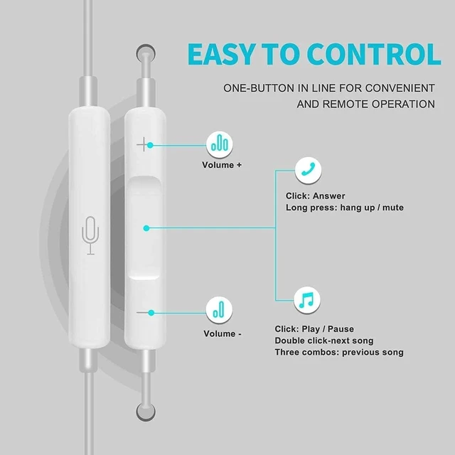 Alt view image 2 of 6 - 2 Pack Wired Earbuds,Ultra Clear Calls & no Noise 3.5mm Headphones Earbuds Wired, in-Ear Earphones with Mic, Compatible with iPhone/iPad/Android/Laptop/PC