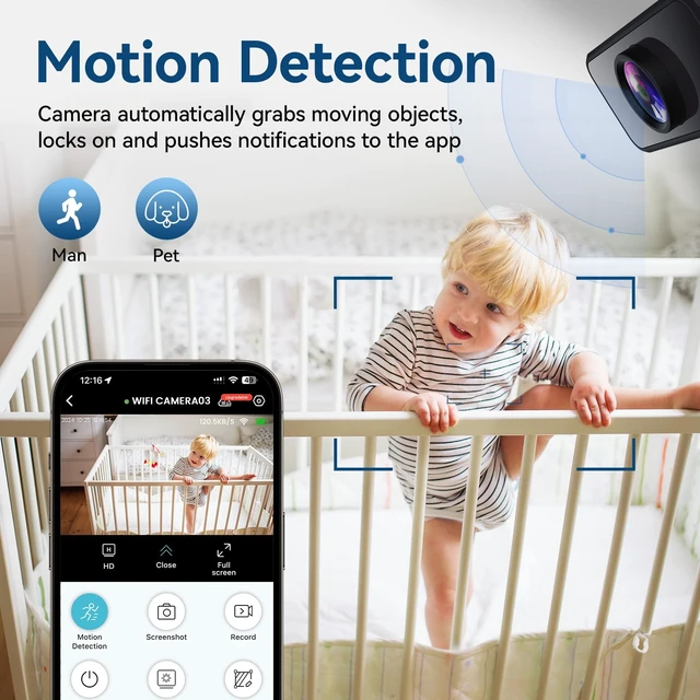 Alt view image 3 of 7 - Mini Camera with Free Cloud, 4K Nanny Cam Hidden Home Spy Camera for Security | Night Vision Motion Detection (2A01)
