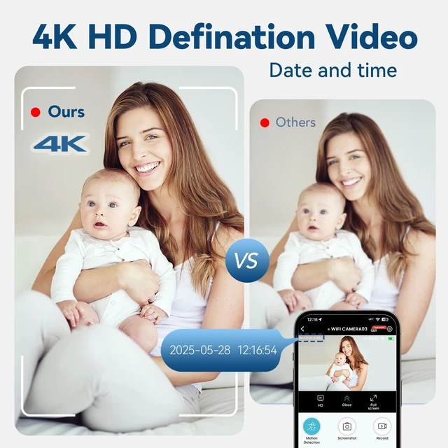 Alt view image 7 of 7 - Mini Camera with Free Cloud, 4K Nanny Cam Hidden Home Spy Camera for Security | Night Vision Motion Detection (2A01)