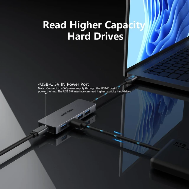 Alt view image 4 of 7 - USB C 3.0 Hub, 4 Ports USB A Splitter Ultra-Slim USB Expander,0.5 ft | 5Gbps Data Transfer for Mouse, Keyboard, Flash Drive, Printer Compatible with Laptop,U Disk Desktop PC, Xbox, PS5, and More