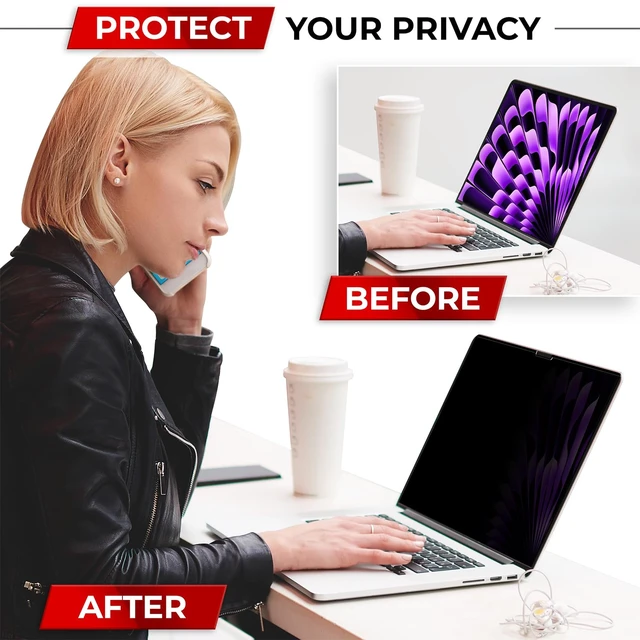 Alt view image 6 of 7 - Magnetic Privacy Screen for MacBook Air 15 Inch (2023-2026, M2-M5) Patented Removable Laptop Privacy Filter Shield and Protector