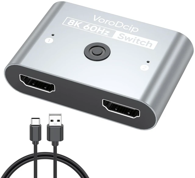 Main image of HDMI 2.1 Switch, HDMI Splitter 2 in 1 Out 4K@120Hz 8K@60Hz Bi-Directional | Switcher with USB-C Power and LED Indicator for PS5 Xbox Gaming Consoles Fire Stick Roku Laptop PC to Monitor TV