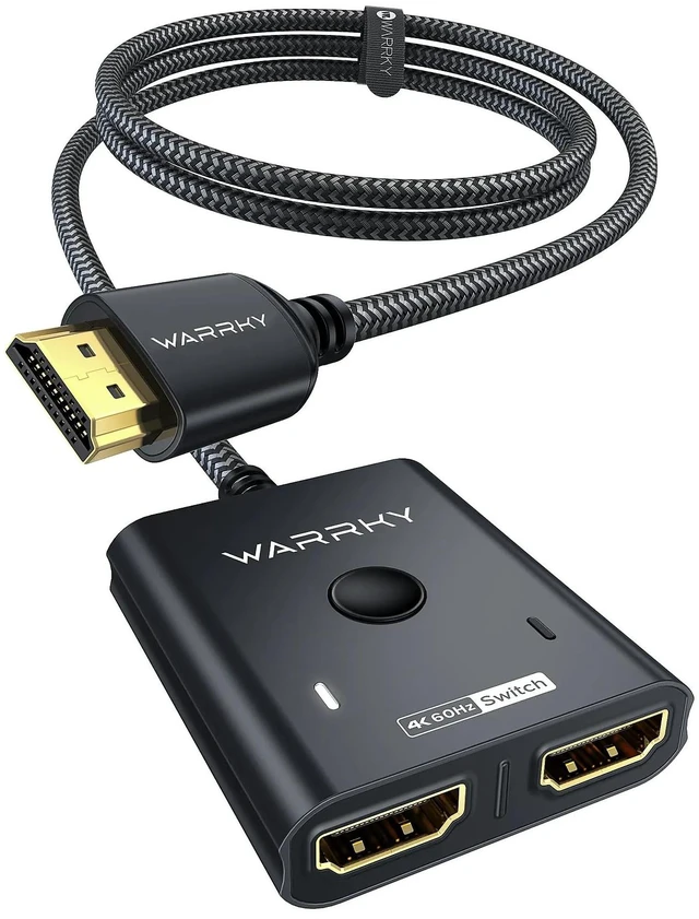 Main image of HDMI Switch 2 in 1 Out, 4K@60Hz Switcher with 3.3ft HDMI Cable-Black | Aluminum 1 in 2 Out Bidirectional HDMI Selector Box, Monitor Switch for 2 Computers, Multi Port Adapter for TV/PS5/Xbox/Roku