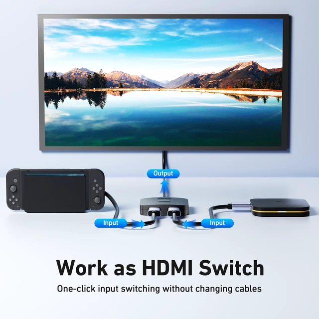 Alt view image 2 of 7 - HDMI Switch 4K@60Hz, Bi-Directional HDMI Switcher 2 Input 1 Output, 1 Input 2 Output, Supports 4K 3D HD 1080P Compatible for Firestick, Xbox PS4 Roku HDTV