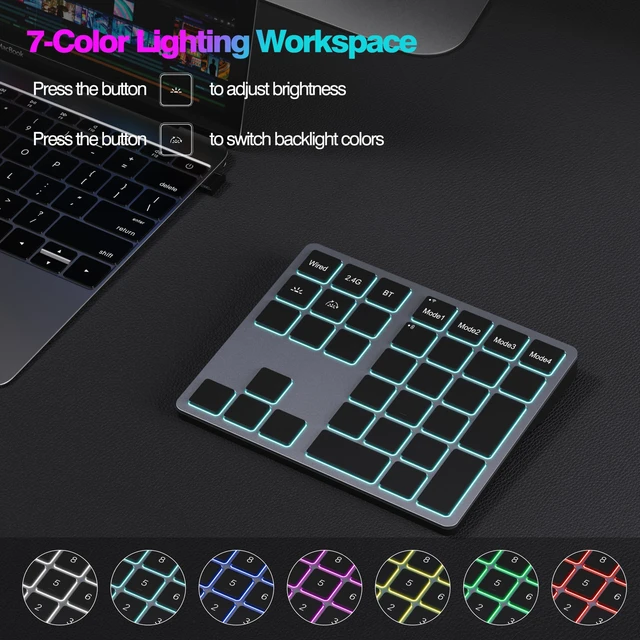 Alt view image 5 of 7 - Tri-Mode Programmable Macro Keypad for Windows PC, 25 Custom Keys with Shortcut Stickers, Wireless Bluetooth/2.4G/ Wired Keyboard for Excel, Video Editing, Graphic & Office Productivity