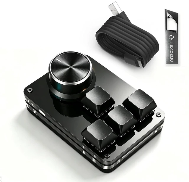 Main image of Macro Pad Programmable Custom 4-Key Mini Mechanical Gaming One Handed Keyboard BT RGB OSU Multifunctional Knob with Type C Update Software in USB Drvie(Upgraded Wired with RGB Lights Black)